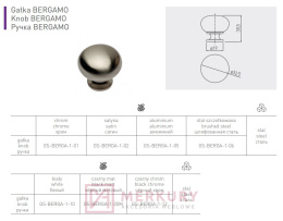 Gałka meblowa BERGAMO, fi 32,5mm MERKURY Akcesoria Meblowe Mariusz Adamczyk