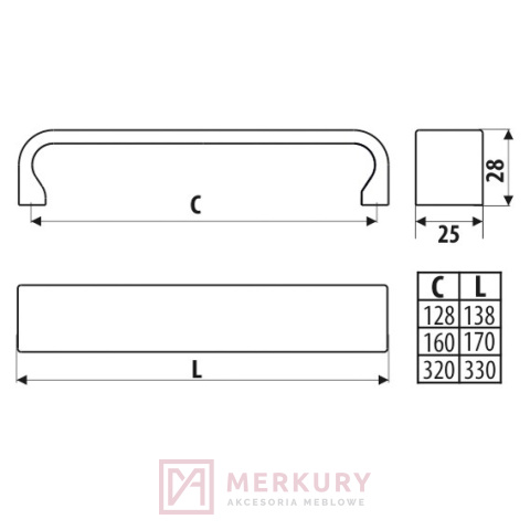 UU50 Uchwyt meblowy, złoto szczotkowane, GAMET, sklep internetowy MERKURY Akcesoria Meblowe Mariusz Adamczyk
