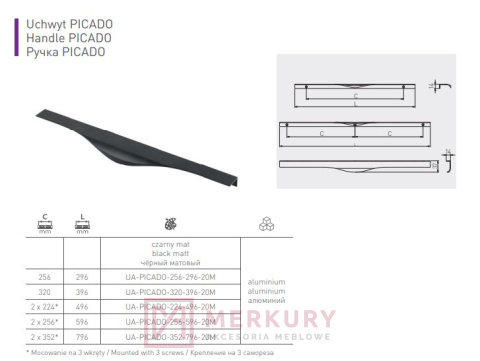 Uchwyt krawędziowy PICADO MERKURY Akcesoria Meblowe Mariusz Adamczyk Uchwyt krawędziowy PICADO MERKURY Akcesoria Meblowe Mariusz Adamczyk