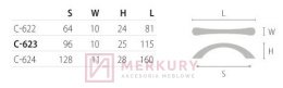 Uchwyt meblowy ARCO C-624 MERKURY Akcesoria Meblowe Mariusz Adamczyk