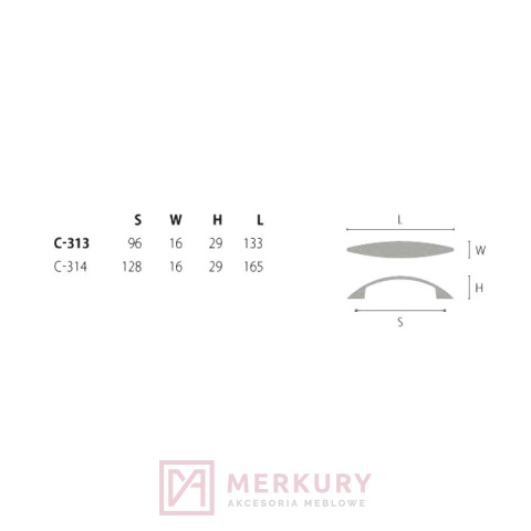 Uchwyt meblowy ARGUS C-313 MERKURY Akcesoria Meblowe Mariusz Adamczyk Uchwyt meblowy ARGUS C-313 MERKURY Akcesoria Meblowe Mariusz Adamczyk