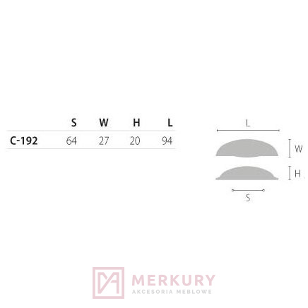 Uchwyt meblowy ASHEMA C-192 MERKURY Akcesoria Meblowe Mariusz Adamczyk Uchwyt meblowy ASHEMA C-192 MERKURY Akcesoria Meblowe Mariusz Adamczyk