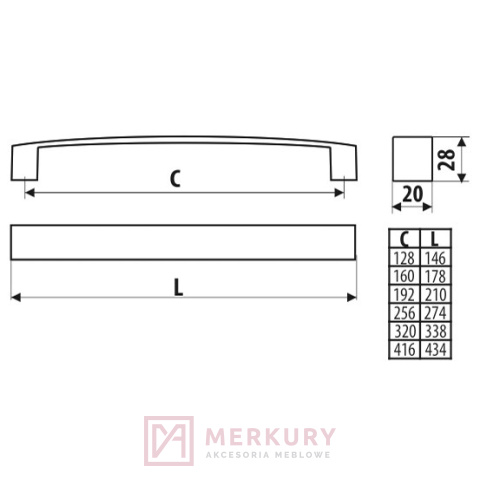 Uchwyt meblowy UU24 MERKURY Akcesoria Meblowe Mariusz Adamczyk