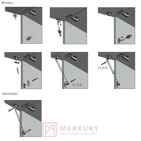 Podnośnik gazowy NEO 60N, fi 15mm, biały, GTV, sklep internetowy MERKURY Akcesoria Meblowe Mariusz Adamczyk