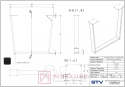 Noga stelażowa INDUSTRIA trapez, 710x820mm, profil 80x20mm, czarny MERKURY AKCESORIA MEBLOWE