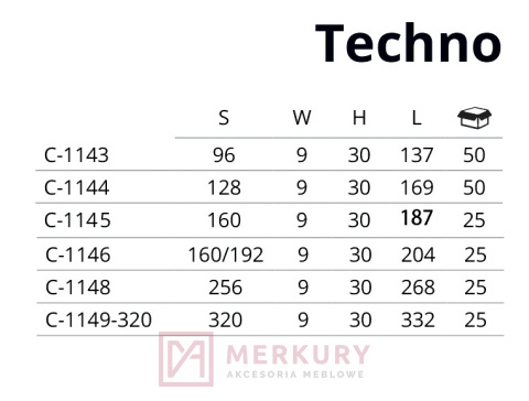 C-1143 Uchwyt meblowy TECHNO, aluminium mat, NOMET, sklep interntowy MERKURY Akcesoria Meblowe Mariusz Adamczyk C-1143 Uchwyt meblowy TECHNO, aluminium mat, NOMET, sklep interntowy MERKURY Akcesoria Meblowe Mariusz Adamczyk