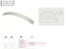 Uchwyt meblowy UA-338, aluminium mat, GTV, sklep internetowy MERKURY Akcesoria Meblowe Mariusz Adamczyk