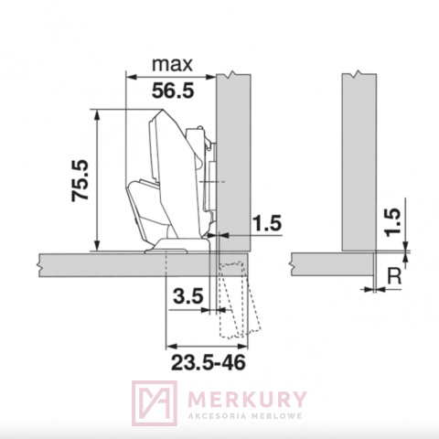 Zawias meblowy do cienkich frontów BLUM 70T453T Clip-T 110° bez sprężyny, sklep internetowy MERKURY Akcesoria Meblowe Zawias meblowy do cienkich frontów BLUM 70T453T Clip-T 110° bez sprężyny, sklep internetowy MERKURY Akcesoria Meblowe