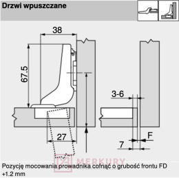 Zawias meblowy wpuszczany BLUM 70M2750 TIP-ON 100° bez sprężyny, sklep internetowy MERKURY Akcesoria Meblowe Mariusz Adamczyk