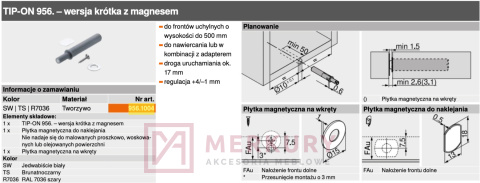 Odbojnik TIP-ON BLUM 956.1004 krótki z magnesem, szary SKLEP INTERNETOWY MERKURY AKCESORIA MEBLOWE MARIUSZ ADAMCZYK Odbojnik TIP-ON BLUM 956.1004 krótki z magnesem, szary SKLEP INTERNETOWY MERKURY AKCESORIA MEBLOWE MARIUSZ ADAMCZYK