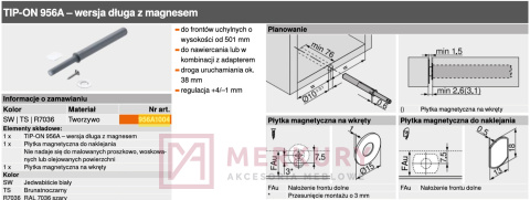 Odbojnik TIP-ON BLUM 956A1004 długi z magnesem, szary SKLEP INTERNETOWY MERKURY AKCESORIA MEBLOWE MARIUSZ ADAMCZYK Odbojnik TIP-ON BLUM 956A1004 długi z magnesem, szary SKLEP INTERNETOWY MERKURY AKCESORIA MEBLOWE MARIUSZ ADAMCZYK