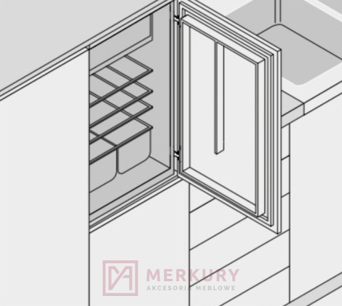 Zawias meblowy MODUL do drzwi lodówki 95° BLUM 91K9550