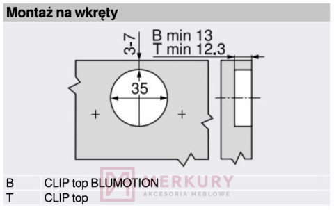 Zawias meblowy częściowo nakładany BLUM 78A9658.T Clip-T 45° bez sprężyny SKLEP INTERNETOWY MERKURYAM Zawias meblowy częściowo nakładany BLUM 78A9658.T Clip-T 45° bez sprężyny SKLEP INTERNETOWY MERKURYAM