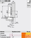 Zawias meblowy mini prosty Clip-T 94° BLUM 71T0550 ze sprężyną SKLEP INTERNETOWY MERKURYAM