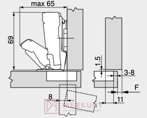 Zawias meblowy nakładany BLUM 71T6540B Clip-T 170° puszka INSERTA SKLEP INTERNETOWY MERKURY AKCESORIA MEBLOWE Zawias meblowy nakładany BLUM 71T6540B Clip-T 170° puszka INSERTA SKLEP INTERNETOWY MERKURY AKCESORIA MEBLOWE