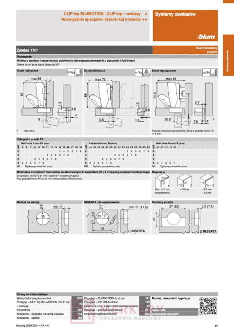 Zawias meblowy nakładany BLUM 71T6540B Clip-T 170° puszka INSERTA SKLEP INTERNETOWY MERKURY AKCESORIA MEBLOWE Zawias meblowy nakładany BLUM 71T6540B Clip-T 170° puszka INSERTA SKLEP INTERNETOWY MERKURY AKCESORIA MEBLOWE
