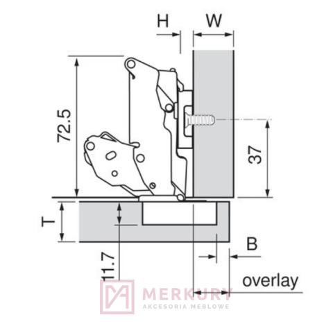 Zawias meblowy nakładany BLUM 71T7500N Clip-T 155° zerowy uskok, onyks SKLEP INTERNETOWY MERKURYAM Zawias meblowy nakładany BLUM 71T7500N Clip-T 155° zerowy uskok, onyks SKLEP INTERNETOWY MERKURYAM