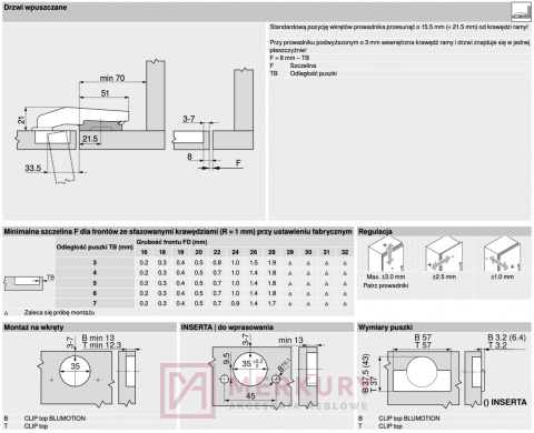 Zawias meblowy równoległy wpuszczany BLUM 79B9550 BLUMOTION Clip-T 95° SKLEP INTERNETOWY MERKURYAM Zawias meblowy równoległy wpuszczany BLUM 79B9550 BLUMOTION Clip-T 95° SKLEP INTERNETOWY MERKURYAM