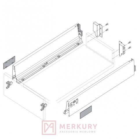 Lewy bok szuflady TANDEMBOX ANTARO BLUM 378M5502SA, wys."M", szary, 550mm SKLEP INTERNETOWY MERKURY AKCESORIA MEBLOWE Lewy bok szuflady TANDEMBOX ANTARO BLUM 378M5502SA, wys."M", szary, 550mm SKLEP INTERNETOWY MERKURY AKCESORIA MEBLOWE