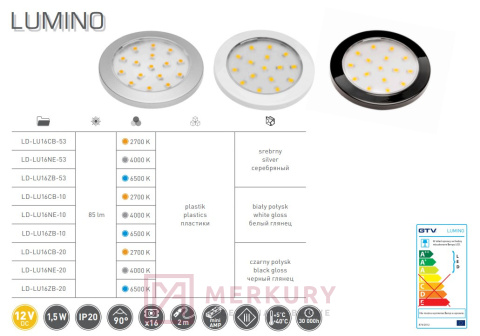 Oprawa meblowa LED LUMINO 1,5W, zimny biały, aluminium mat Oprawa meblowa LED LUMINO 1,5W, zimny biały, aluminium mat