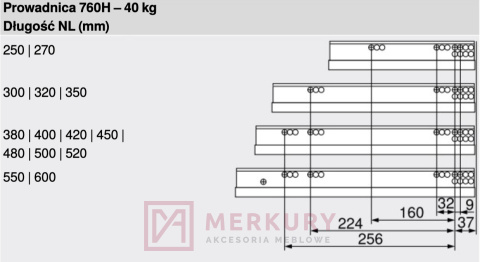 Prowadnica MOVENTO z BLUMOTION BLUM 760H4000S, 400mm, 40kg SKLEP INTERNETOWY MERKURY AKCESORIA MEBLOWE Prowadnica MOVENTO z BLUMOTION BLUM 760H4000S, 400mm, 40kg SKLEP INTERNETOWY MERKURY AKCESORIA MEBLOWE