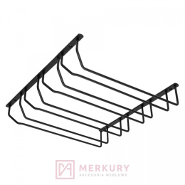 Wieszak na kieliszki czterorzędowy, 350 mm, czarny mat sklep merkury akcesoria meblowe izdebnik