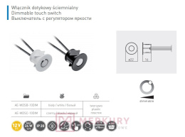 Włącznik bezdotykowy ściemnialny fi22, 12V DC, AE-WDSC-10DIM, czarny