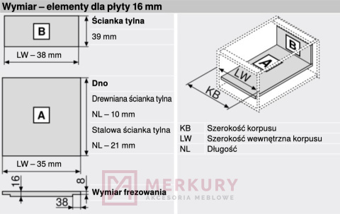 Boki szuflady LEGRABOX BLUM 770N4002S, wys."N", antracyt, 400mm SKLEP INTERNETOWY MERKURY AKCESORIA MEBLOWE