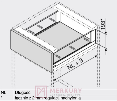 Boki szuflady LEGRABOX BLUM 780C5002S, wys."C", antracyt, 500mm SKLEP INTERNETOWY MERKURY AKCESORIA MEBLOWE