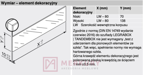 Element dekoracyjny frontu do LEGRABOX BLUM ZE7V1082G, szklany, L=1082mm, H-70mm SKLEP INTERNETOWY MERKURY AKCESORIA MEBLOWE Element dekoracyjny frontu do LEGRABOX BLUM ZE7V1082G, szklany, L=1082mm, H-70mm SKLEP INTERNETOWY MERKURY AKCESORIA MEBLOWE