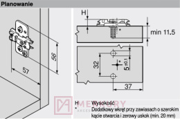 Prowadnik krzyżakowy z regulacją mimośrodową BLUM 174H7100E, 0mm SKLEP INTERNETOWY MERKURY AKCESORIA MEBLOWE