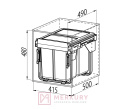 Segregator na śmieci wysuwany, do szafki 45cm, cichy domyk, 2x20L, antracyt SKLEP INTERNETOWY MERKURY AKCESORIA MEBLOWE