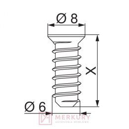 Wkręt Euro z łbem wpuszczanym BLUM 661.1300, fi 6mm, L-13mm SKLEP INTERNETOWY MERKURY AKCESORIA MEBLOWE MARIUSZ ADAMCZYK