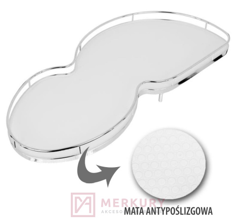 Kosz do szafki narożnej (nerka), 400/800, biały/chrom, prawy Kosz do szafki narożnej (nerka), 400/800, biały/chrom, prawy
