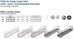 Półka do kosza Cargo z pełnym dnem W-2317KO, antracyt, 150mm SKLEP INTERNETOWY MERKURY AKCESORIA MEBLOWE MARIUSZ ADAMCZYK