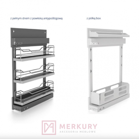 Stelaż Cargo mini kosza bocznego prawego W-2350, srebrny, H-630mm SKLEP INTERNETOWY MERKURY AKCESORIA MEBLOWE MARIUSZ ADAMCZYK