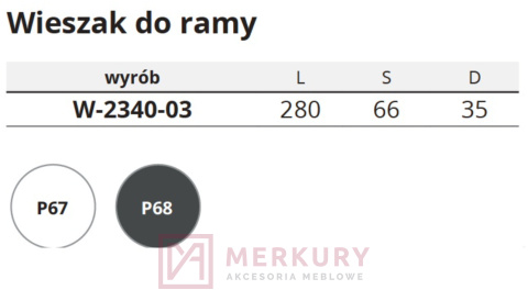 Wieszak organizera szafki gospodarczej W-2340-03, biały SKLEP INTERNETOWY MERKURY AKCESORIA MEBLOWE MARIUSZ ADAMCZYK