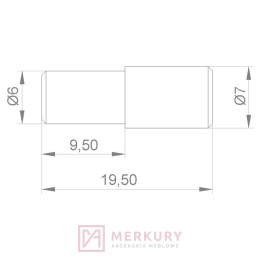 Kołek ustalający, bolec fi 7 mm MERKURY Akcesoria Meblowe Izdebnik