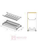 Ociekarka dwupoziomowa z podstawą aluminiową W-2507, do szafki 50cm, srebrna NOMET SKLEP INTERNETOWY MERKURY AKCESORIA MEBLOWE