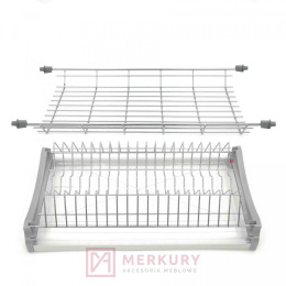 Ociekarka dwupoziomowa z podstawą aluminiową W-2507, do szafki 60cm, chrom NOMET SKLEP INTERNETOWY MERKURY AKCESORIA MEBLOWE
