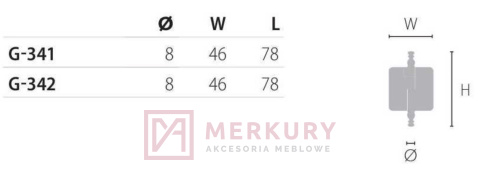 Zawias meblowy prawy PALLADA G-342, stare złoto NOMET SKLEP INTERNETOWY MERKURY AKCESORIA MEBLOWE MARIUSZ ADAMCZYK