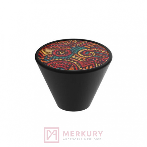 Gałka meblowa GD09-R31-V90 drewniana czarna GD09 stożkowa,  mozaika mexico V90 GAMET SKLEP INTERNETOWY MERKURY AKCESORIA MEBLOWE