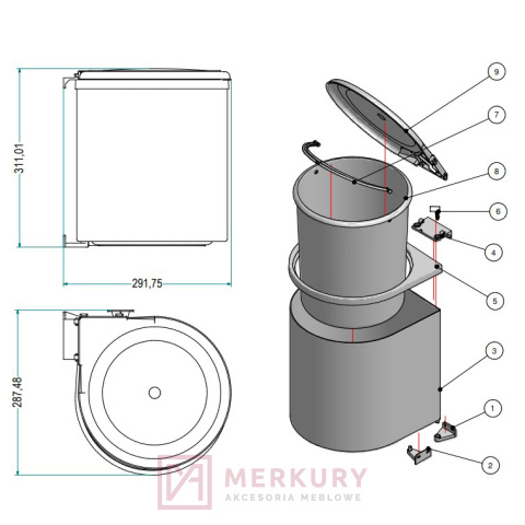 Kosz na śmieci AUTOMATYCZNY do szafki od 40cm, 12L, szary Kosz na śmieci AUTOMATYCZNY do szafki od 40cm, 12L, szary