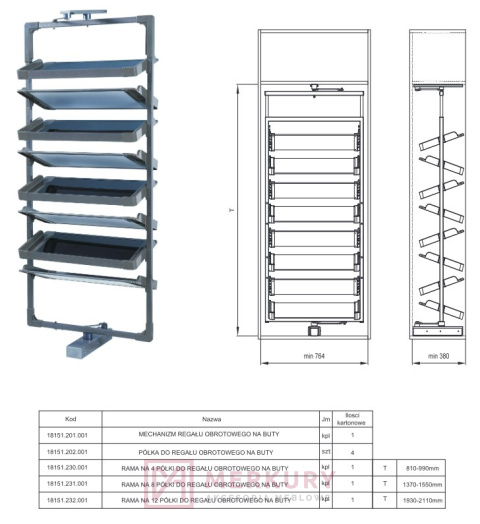 Regał obrotowy na buty STAR 12 półek sklep internetowy merkury