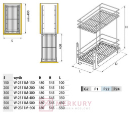 Kosz CARGO W-2311M MERKURY Akcesoria Meblowe Mariusz Adamczyk