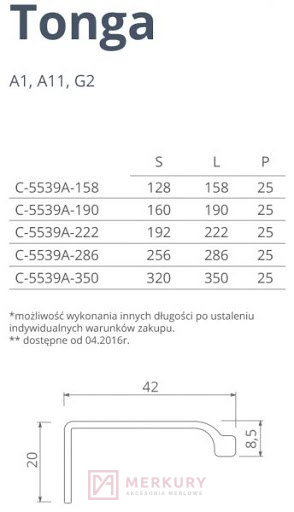 Uchwyt krawędziowy TONGA C-5539A MERKURY Akcesoria Meblowe Mariusz Adamczyk Uchwyt krawędziowy TONGA C-5539A MERKURY Akcesoria Meblowe Mariusz Adamczyk