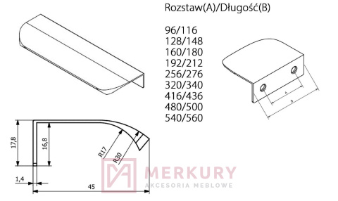 Uchwyt krawędziowy UA02 MERKURY Akcesoria Meblowe Mariusz Adamczyk Uchwyt krawędziowy UA02 MERKURY Akcesoria Meblowe Mariusz Adamczyk
