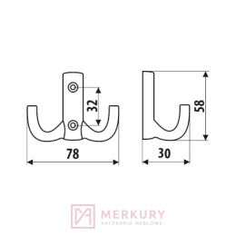 Wieszak meblowy GAMET WP13-G008 aluiminium mat MERKURY Akcesoria Meblowe