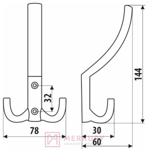 Wieszak meblowy GAMET WP14 satyna mat MERKURY Akcesoria Meblowe Wieszak meblowy GAMET WP14 satyna mat MERKURY Akcesoria Meblowe