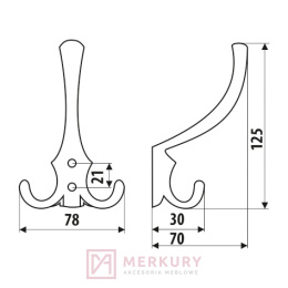 Wieszak meblowy GAMET WP59 chrom połysk MERKURY Akcesoria Meblowe